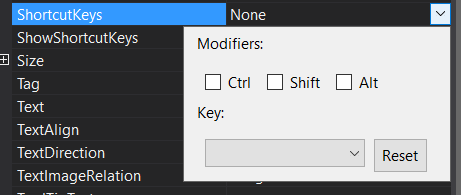 c# kısayol tuşları