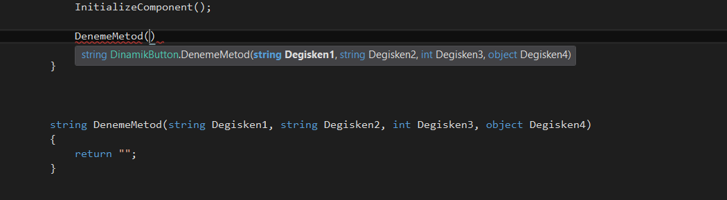 visual studio summary kullanımı