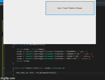 C# bilgisayar çalışma süresi