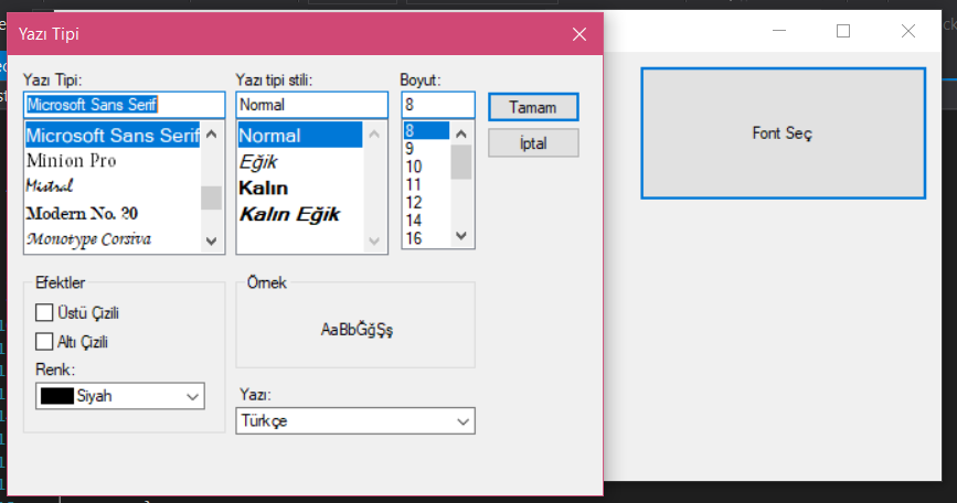 c sharp fontdialog show color