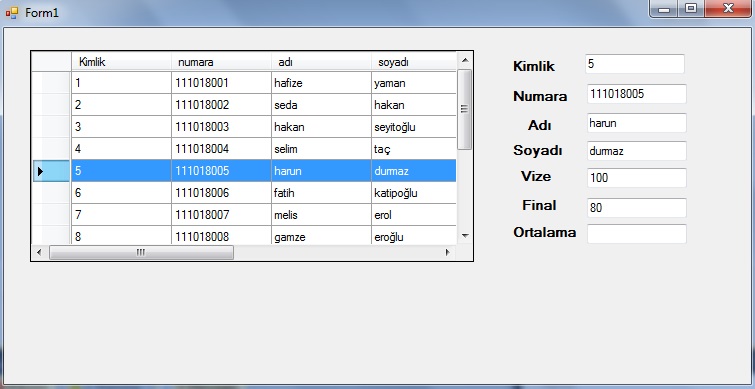 C# DataGridView Seçilen Satırları Textbox da Gösterme