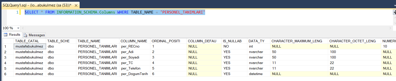 sql INFORMATION_SCHEMA