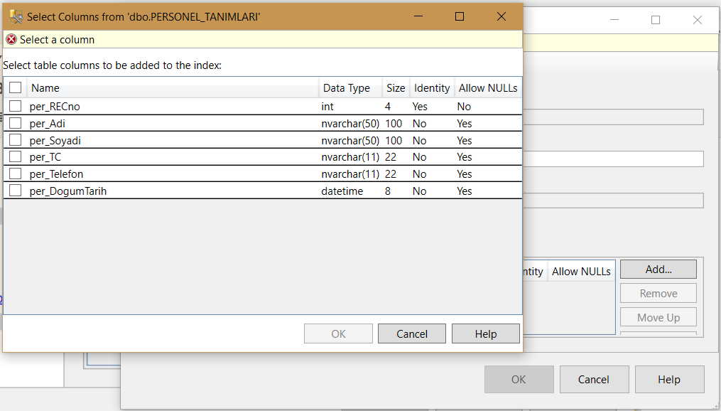sql clustered index ekleme