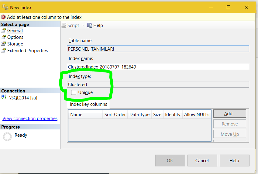 sql clustered index