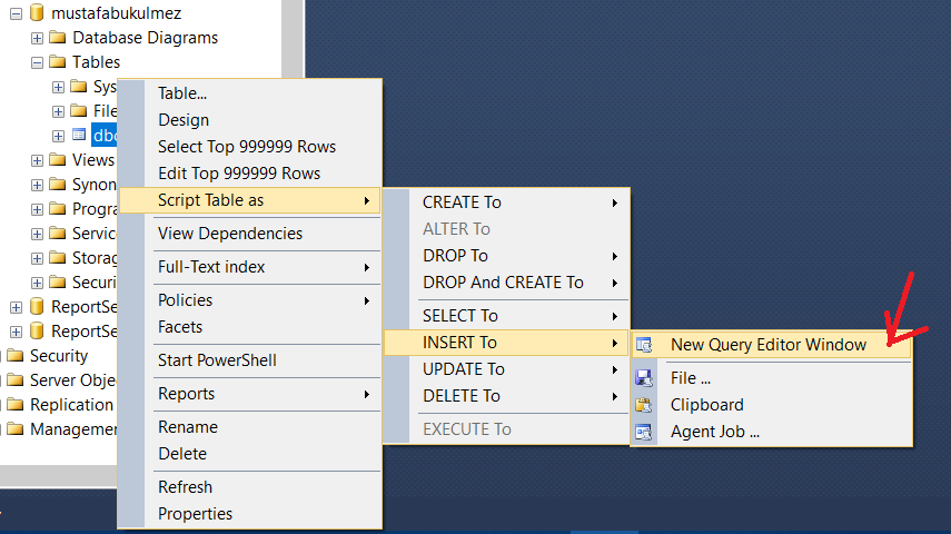 sql generate script