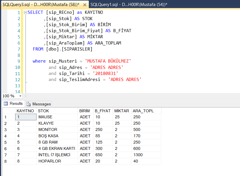 sql group by kullanımı 2