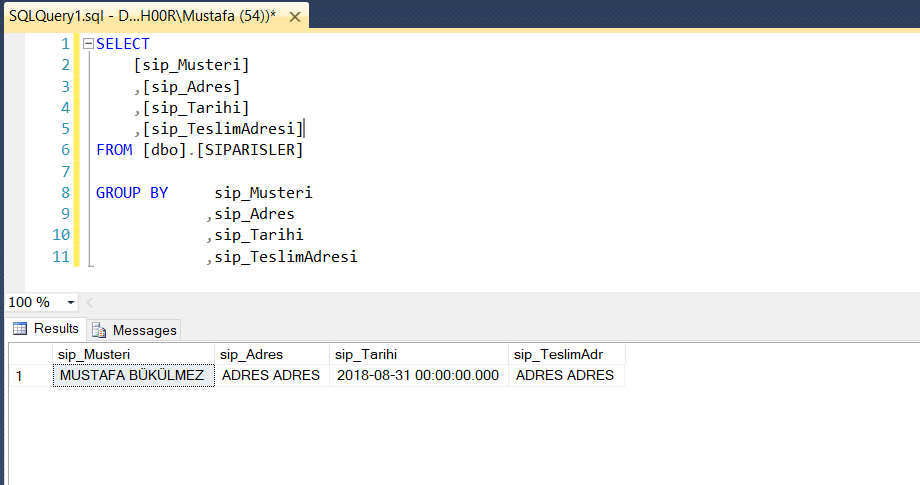 sql group by kullanımı