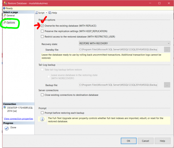 sql server restore database 3