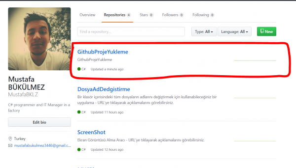 vs 2015 github proje yukleme