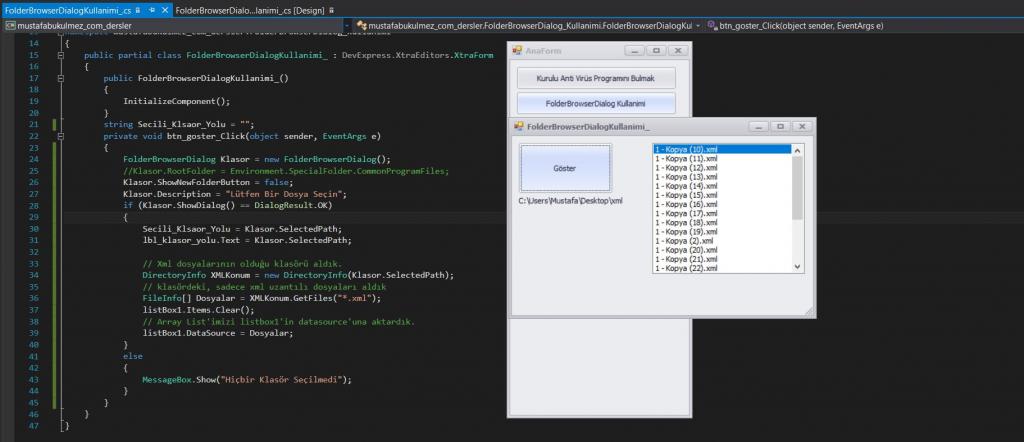 folderbrowserdialog1 c# example