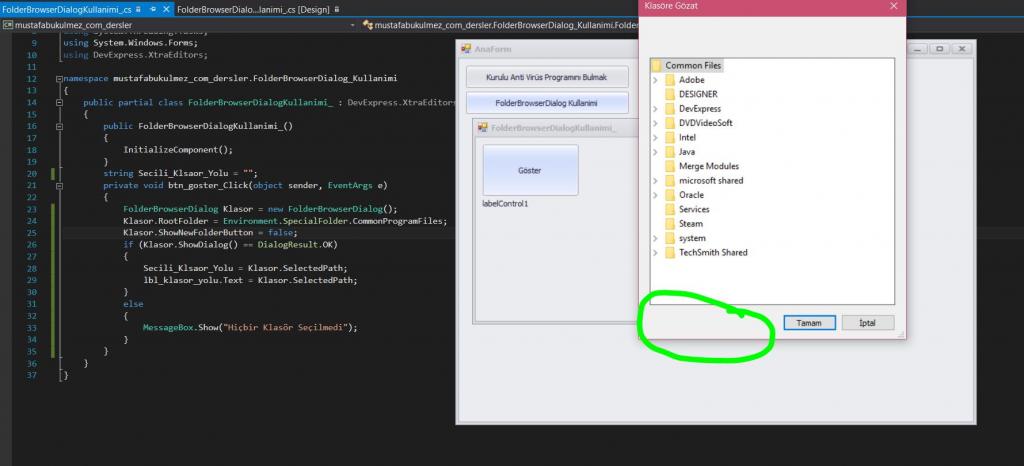 folderbrowserdialog1 c# example