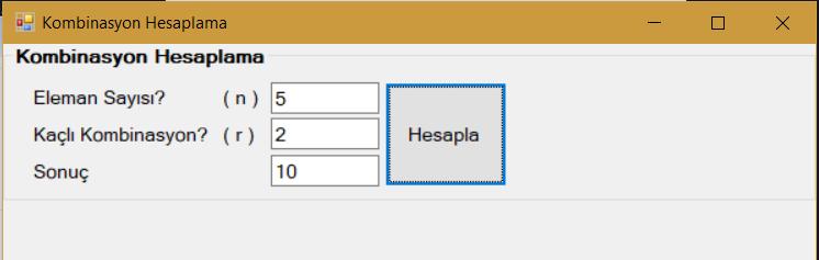 C# kombinasyon Hesaplama
