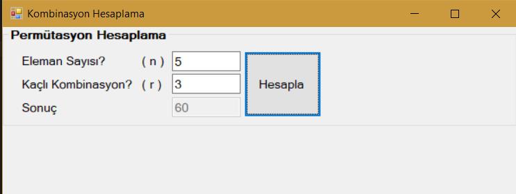 C# permutasyon hesaplama