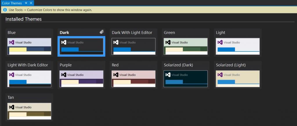 VS 2015 color theme change