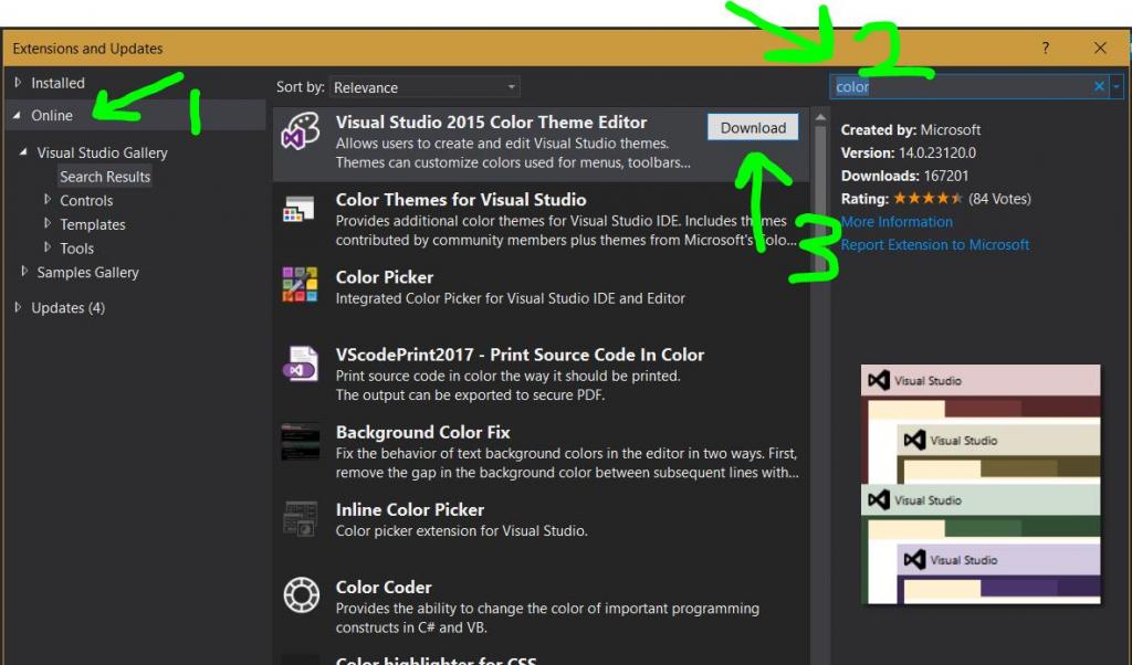 VS 2015 Tema Yükleme