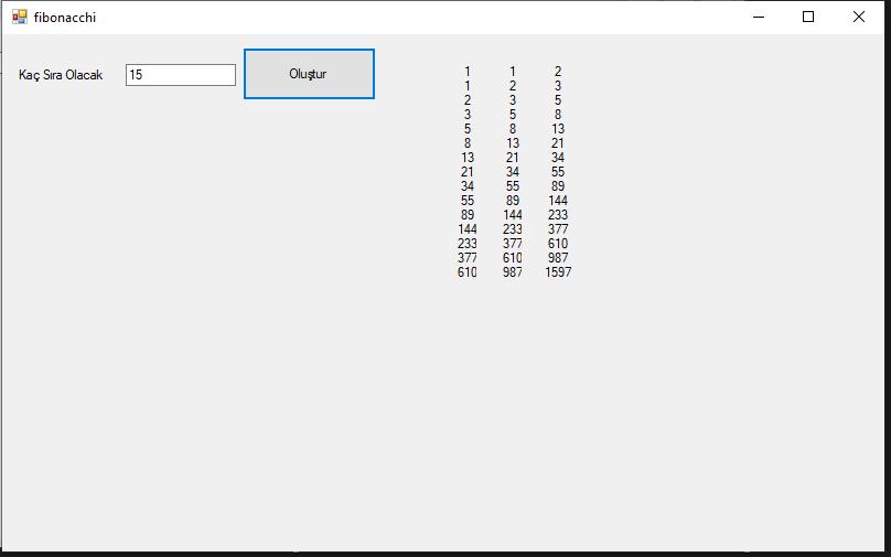 C# Fibonacci Dizisi Yapımı