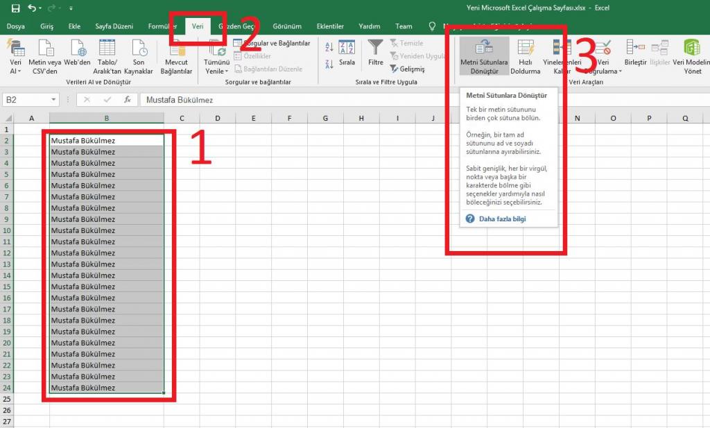 Metni Sütunlara Dönüştür 1