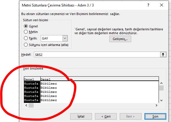 Metni Sütunlara Dönüştür 4