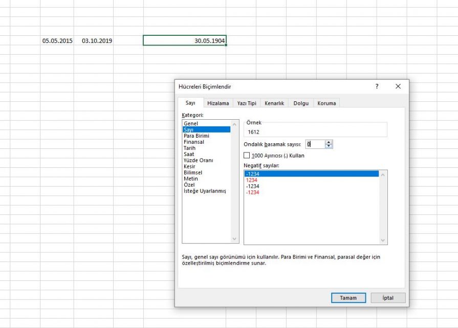 Excel - İki Tarih Arası Fark Bulma