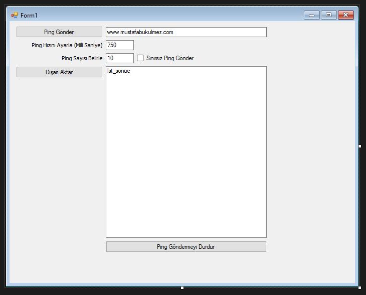 C# Ping Gönderme Uygulaması Yapalım 2