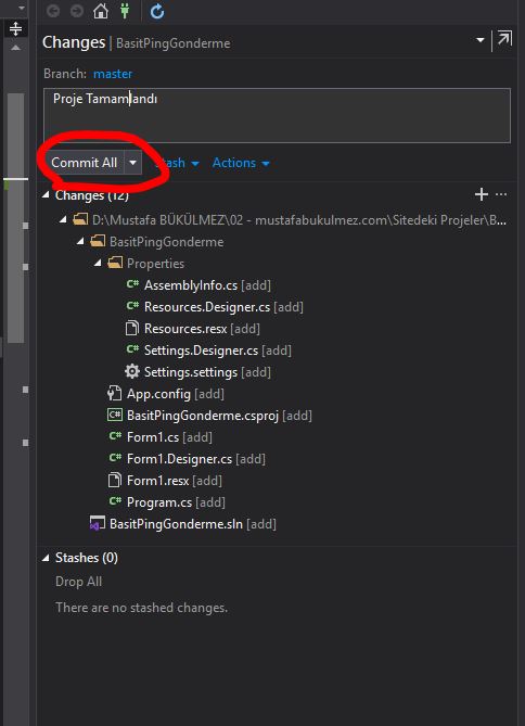VS 2019 Github Proje Yükleme