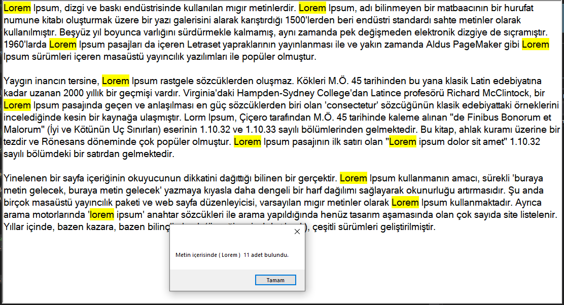 C# RichTextBox İçinde Arama 1