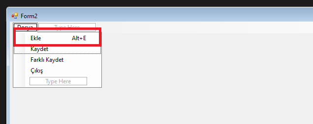 C# MenuStrip Kullanımı 3
