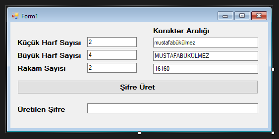 C# Random Şifre Oluşturma Örneği