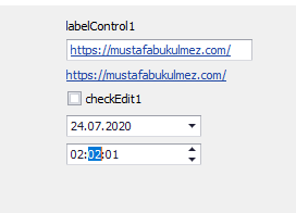 C# DevExpress Label, Link, Check, Date ve Time Nesneleri