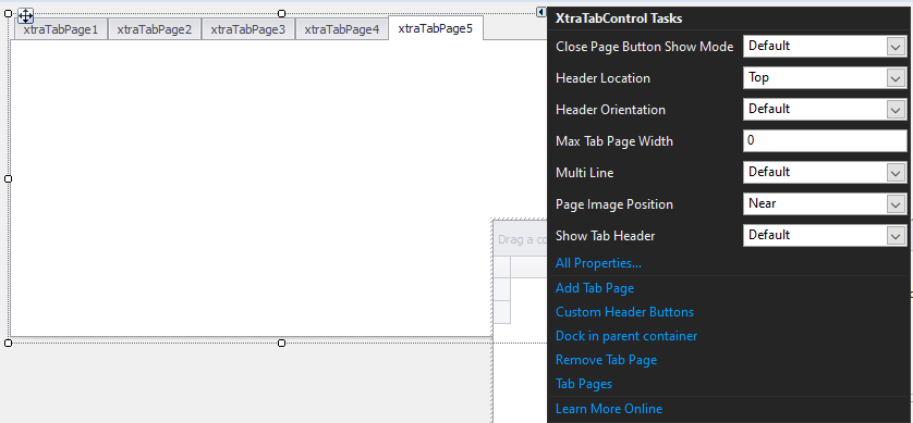 C# DevExpress TabContol