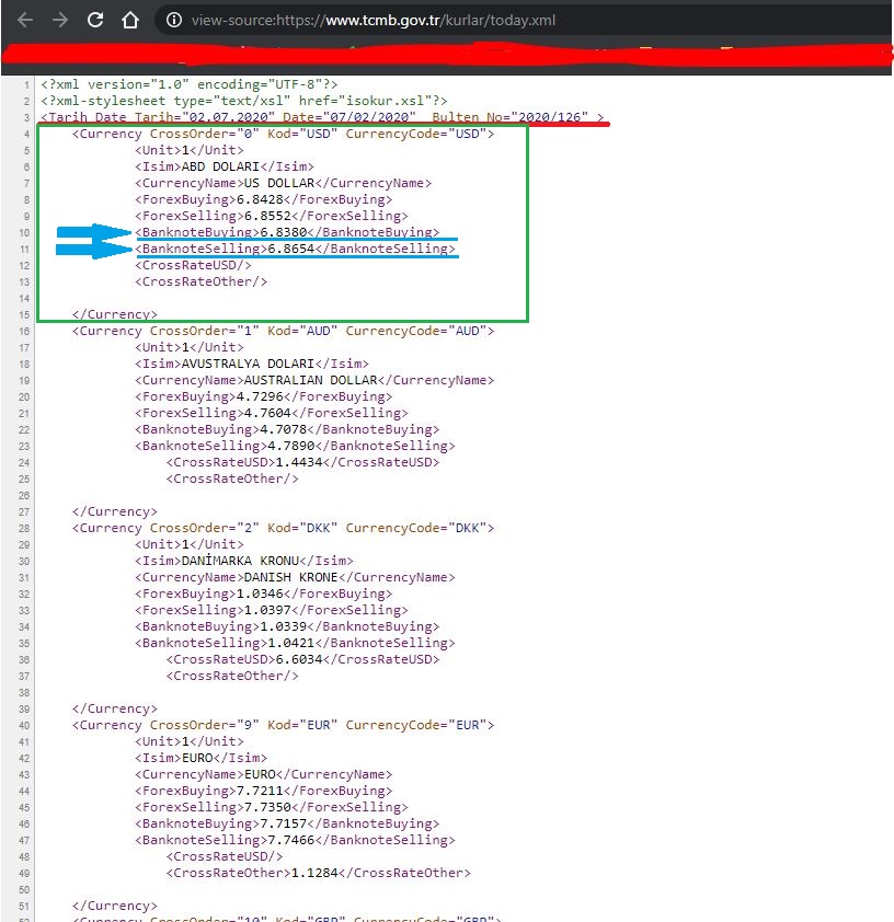 C# İnternetten Döviz Kurlarını Çekmek. 2