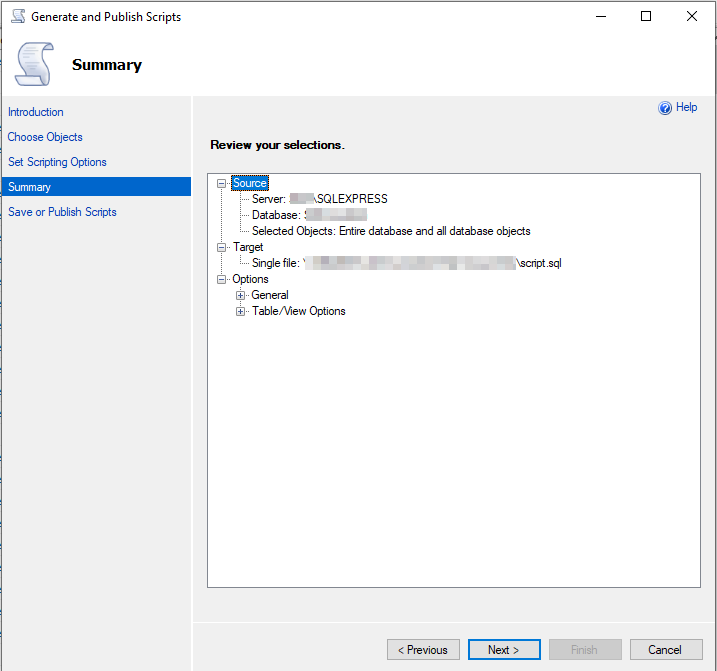 SQL Database Create Script Oluşturmak -Wizard-Review