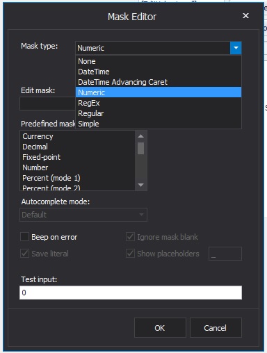 devexpress calcedit mask 1
