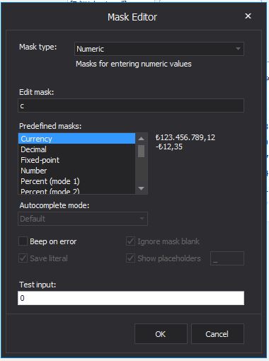 devexpress calcedit mask 2