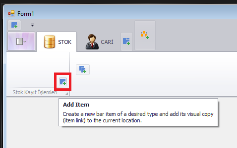 devexpress ribbonmenu add item