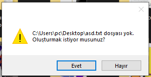 C# Dosya Oluşturma Yazma