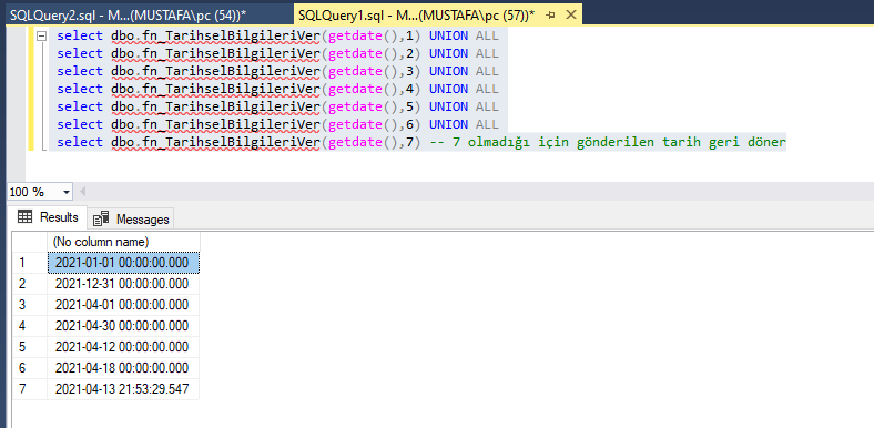 T-SQL Yıl, Ay ve Haftanın İlk ve Son Günlerini Bulmak
