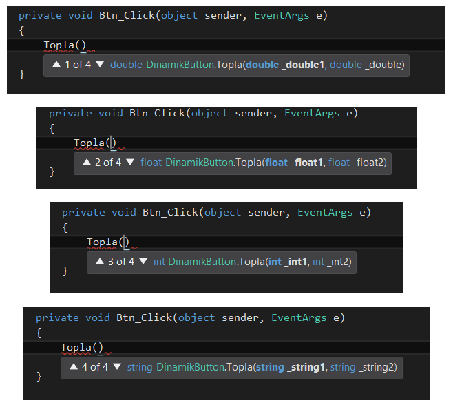 C# Operator Overload ve Metot Override İşlemi
