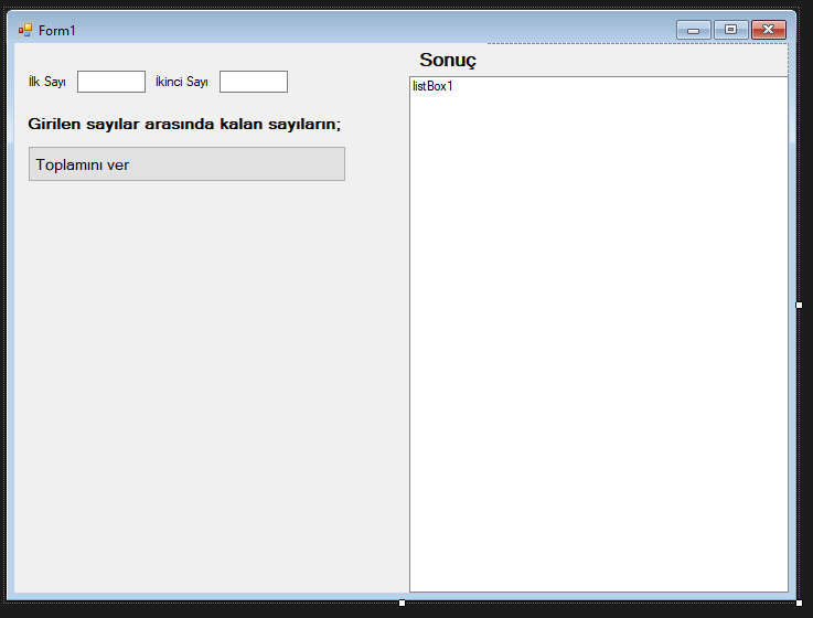 C# İki Sayı Arasındaki Sayıların Toplamını Bulmak