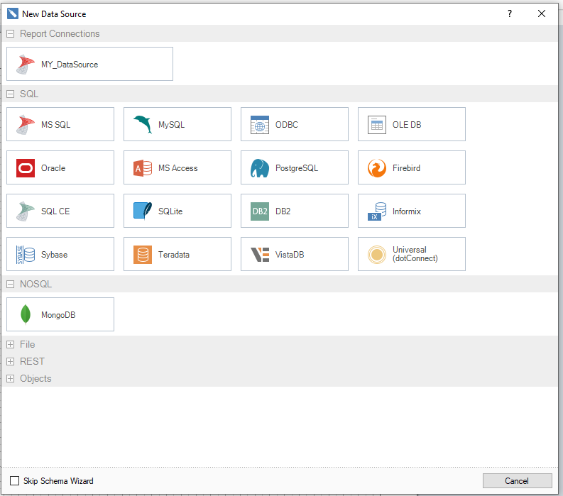 Stimulsoft Report data sources