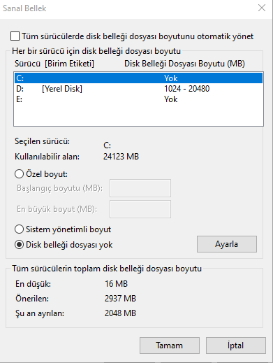 pagefile.sys Dosyası Ne İşe Yarar?