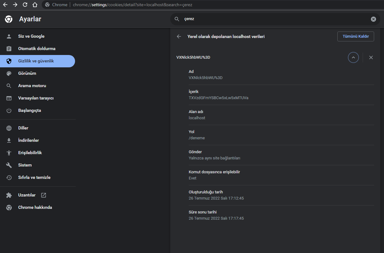 PHP Cookie Kullanımı